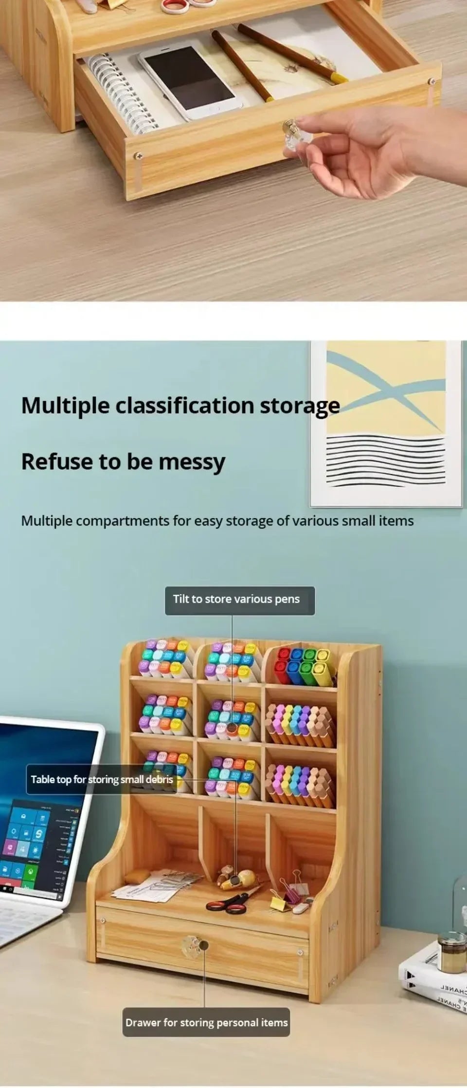 Organizador de escritorio de madera DIY