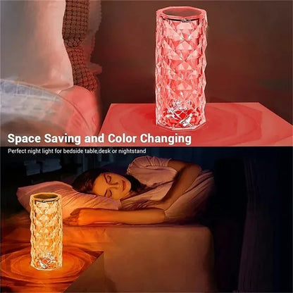 Lámpara de mesa de cristal recargable 16 colores