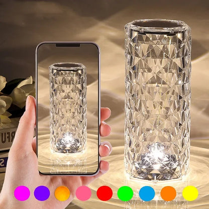 Lámpara de mesa de cristal recargable 16 colores