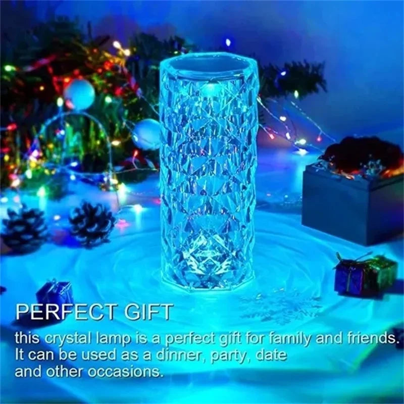 Lámpara de mesa de cristal recargable 16 colores