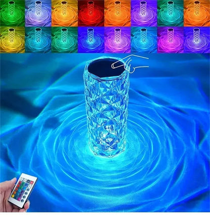 Lámpara de mesa de cristal recargable 16 colores