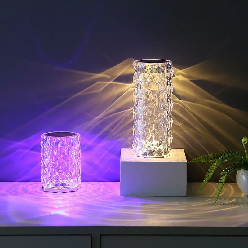 Lámpara de mesa de cristal recargable 16 colores