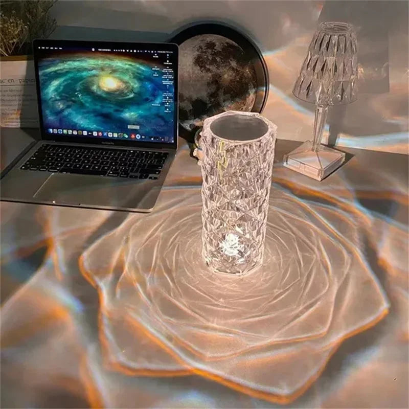 Lámpara de mesa de cristal recargable 16 colores