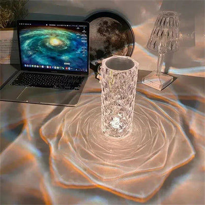 Lámpara de mesa de cristal recargable 16 colores